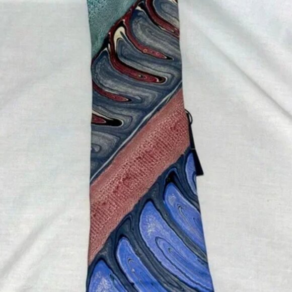 Men's Marbelesque Multicolor Patterned Tie - Picture 2 of 4